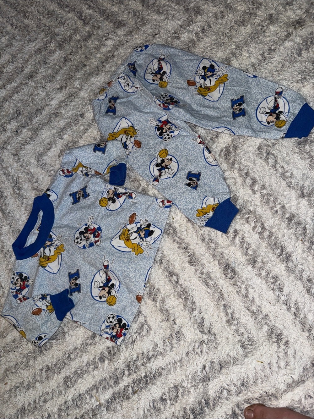 18-24m vintage  Disney Mickey Mouse Sports Pajama Set - Light Blue & Royal Blue